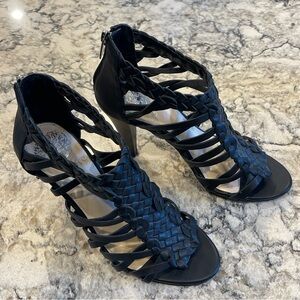 Vince Camuto Alaizah Braided Caged Sandal Heels 3.5” Womens Size 7.5M Black